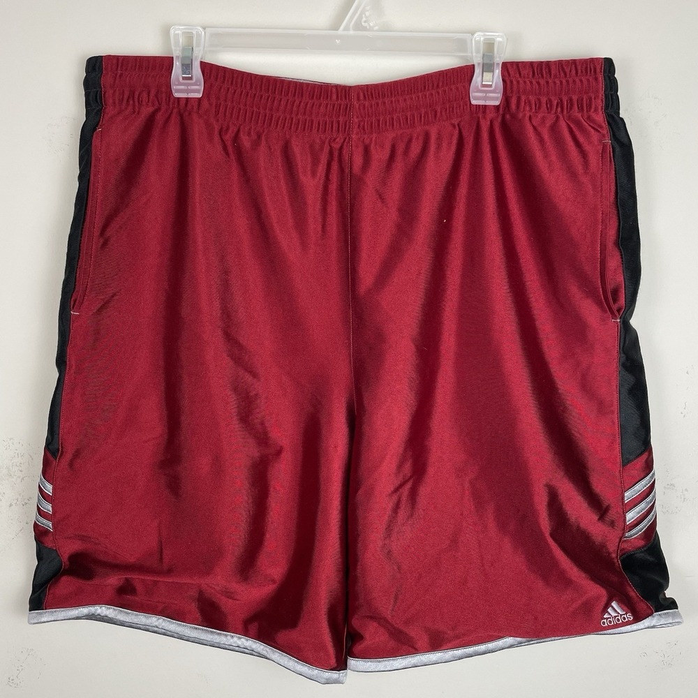 Adidas Basketball‎ Shorts Mens Large Red Training Gym Dazzle Shiny Silky 8" In